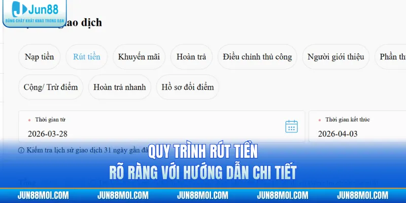 Quy trình rút tiền rõ ràng với hướng dẫn chi tiết